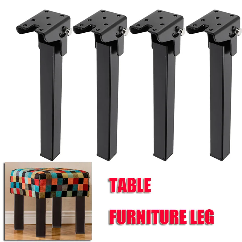

4 Pcs 20cm Foldable Table Legs Folding Heavy Duty Iron Replacement Metal Furniture Metal Square Replacement for Black Desk