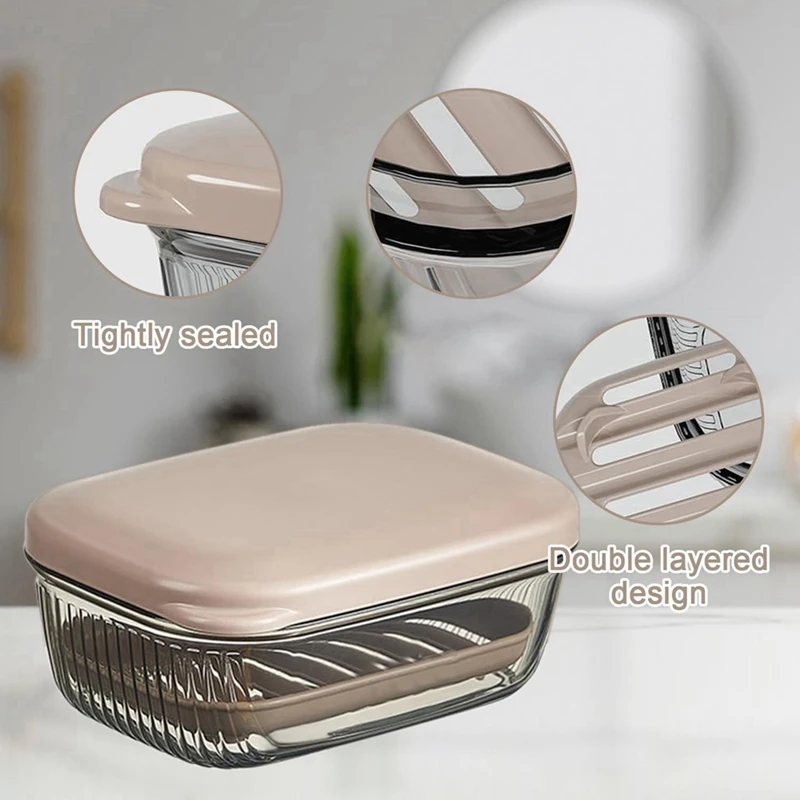 علبة صابون BAAG-Travel مع تصريف، حامل صابون مانع للتسرب للمنزل والسفر، مدمج ومتين،