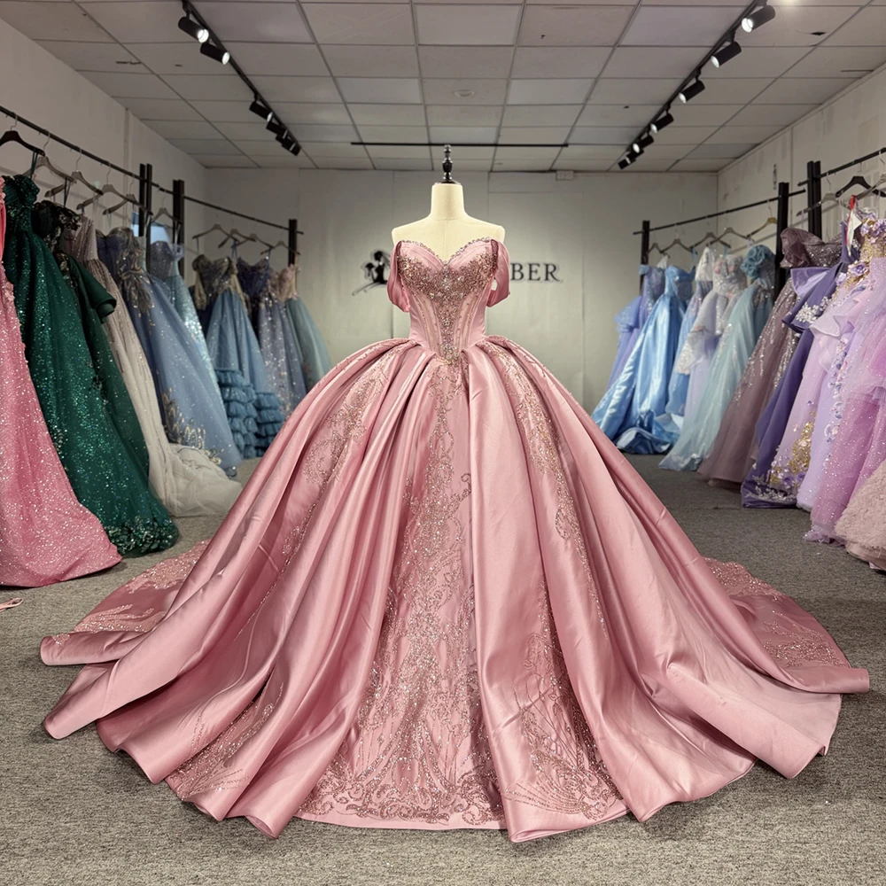 

Satin Quinceanera Dress Beading Off Shoulder Sweet 16 Birthday Party Elegant Ball Gown Customized vestidos de 15 quinceañera