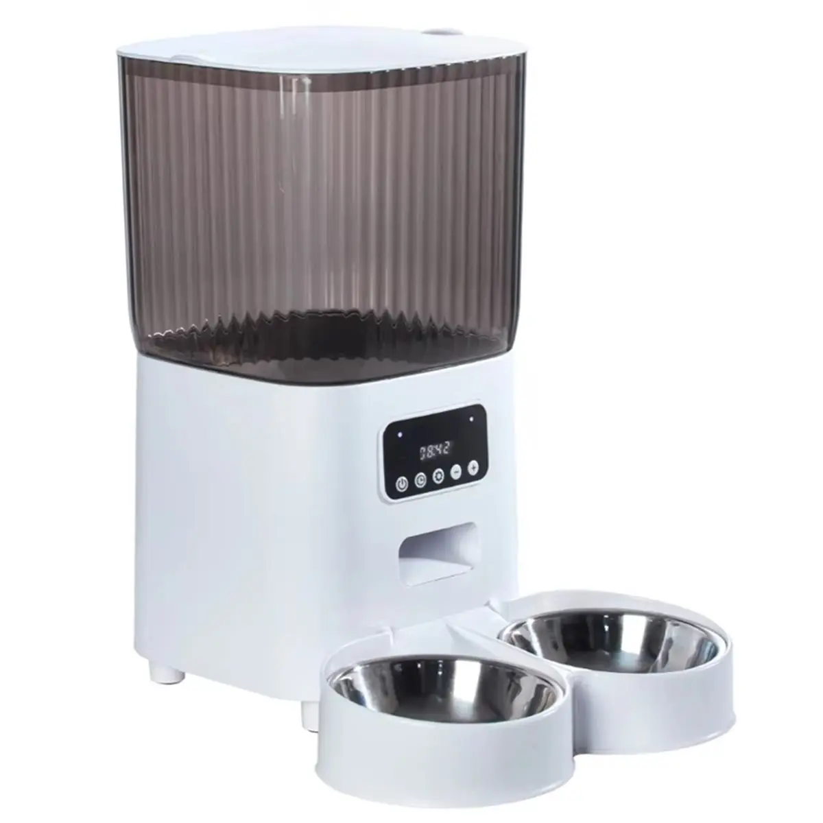 2026 Trend 5L Dual Bowl Power Pet Feeder Key Cats and Dogs Automatic Timed Distribution Feeding