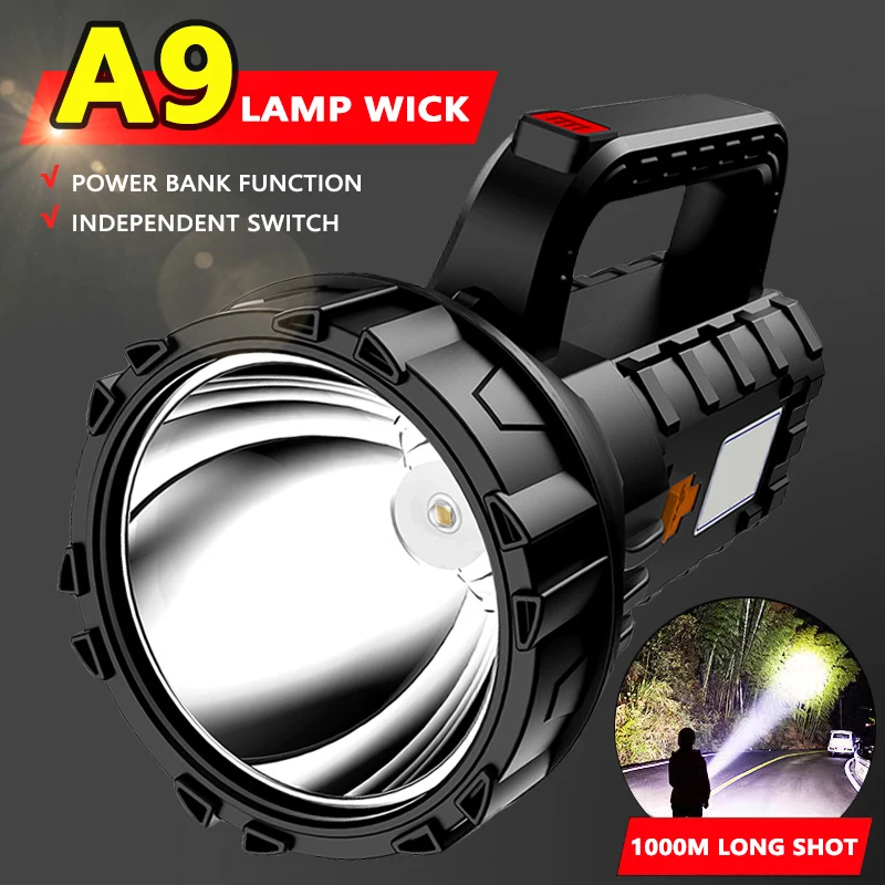 Outdoor LED Lamp Handheld Searchlight Portable Rechargeable Lanterns Camping Lights Bulb With Built-In Battery Power Bank Hiking