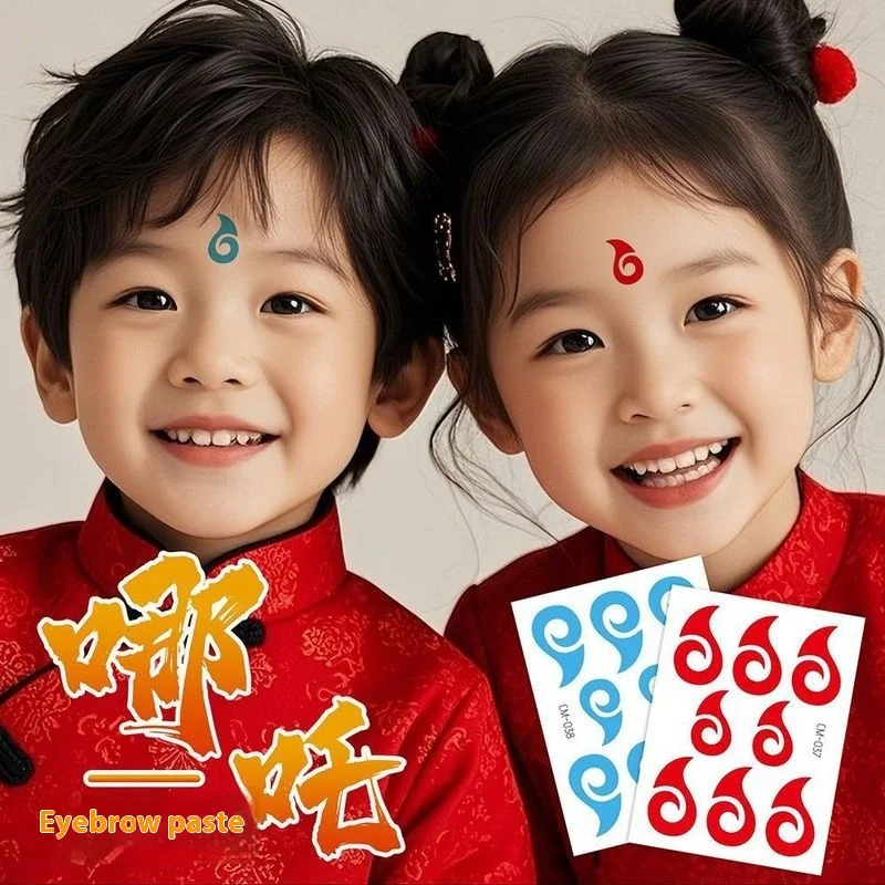 Naklejka Tatuaż Nazha ForeTattoo Długotrwała Niebieska Wodoodporna Anime Cosplay Brwi Centralny Wyrocznia Figurka Akcji Zabawka Kolekcjonerska