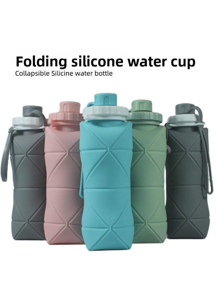 AliExpress NONE Portable folding silicone water bottle, food grade leak proof, can be compressed and easily carried for outdoor travel