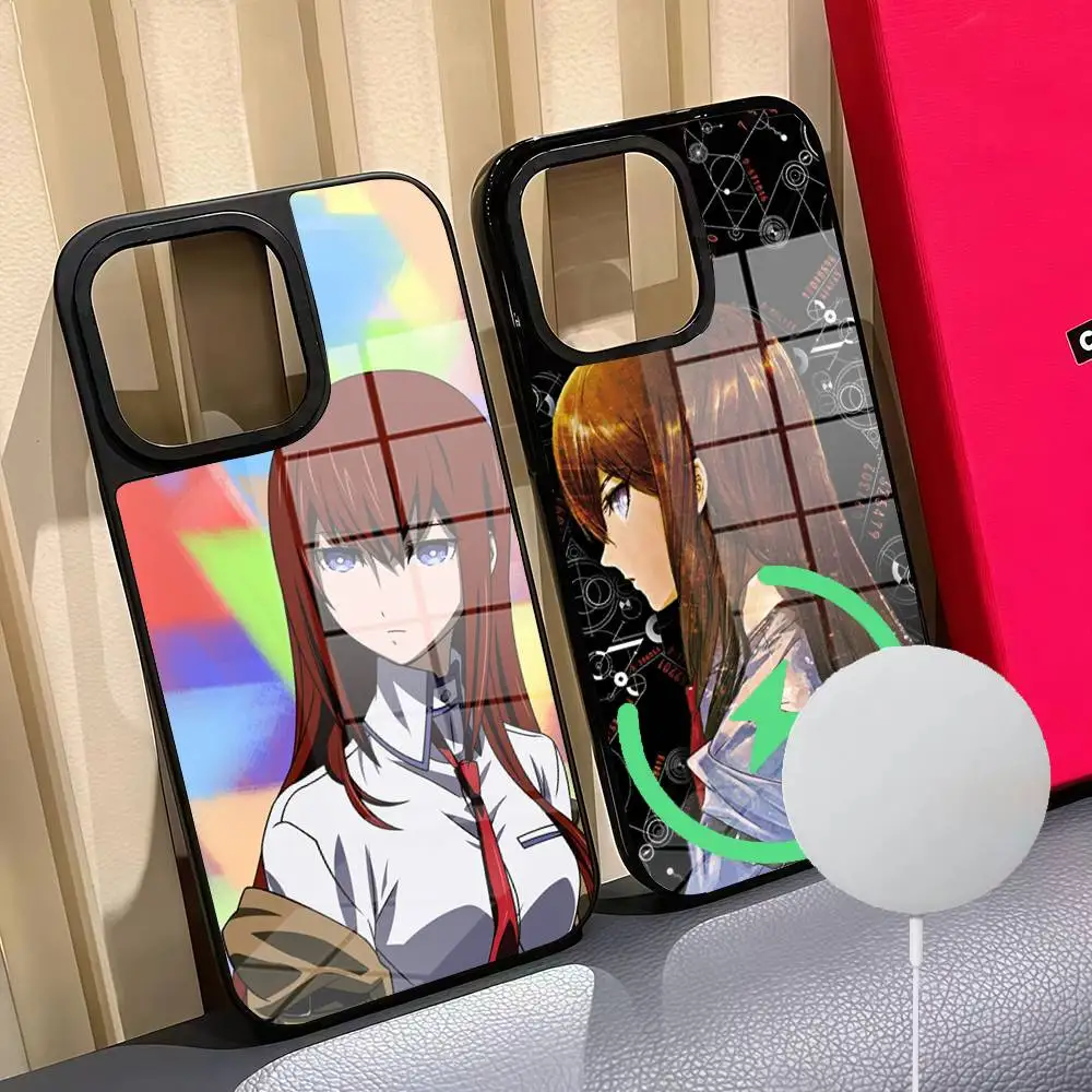 

Steins Gate Anime Kurisu Makise Phone Case For Iphone 16 15 14 12 11 13 Pro Max Mini Puls Magnetic Glass Cover