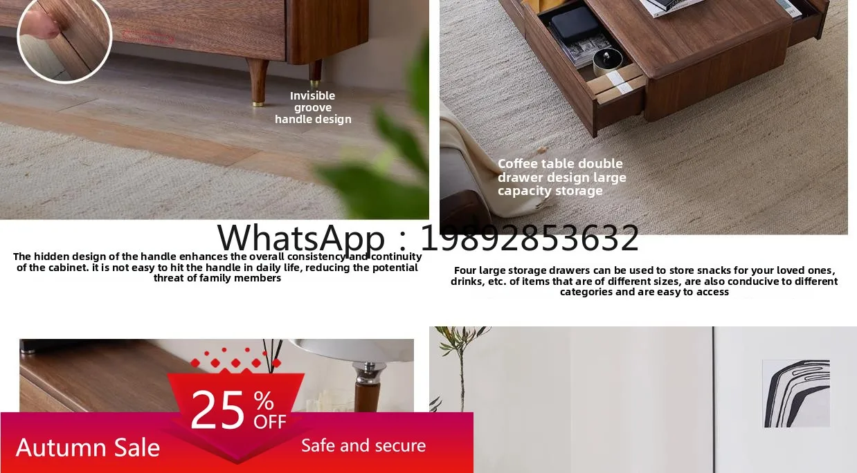 

walnut TV cabinet coffee table combination floor cabinet living room small apartment medium and ancient TV cabinet