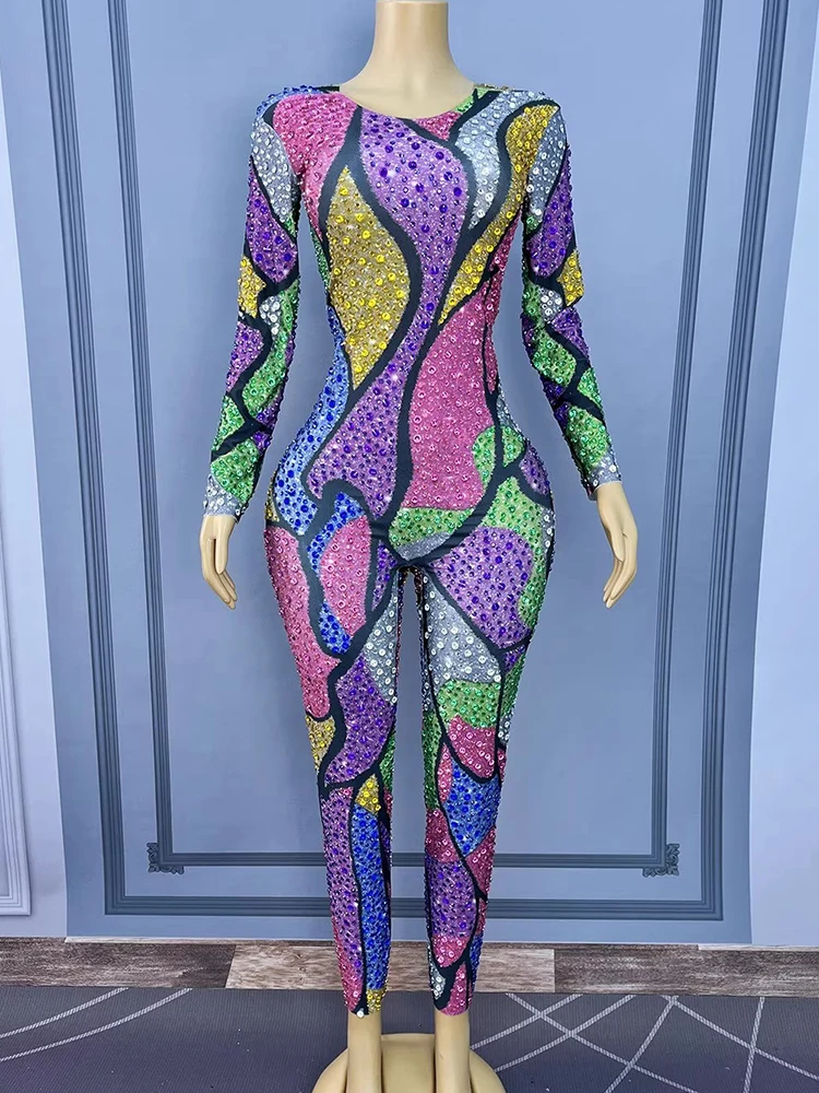 Wysokiej jakości kombinezon z efektem hot stampingu, seksowny, elastyczny, z blokami kolorów, nowa moda 2025, odzież damska na zamówienie.