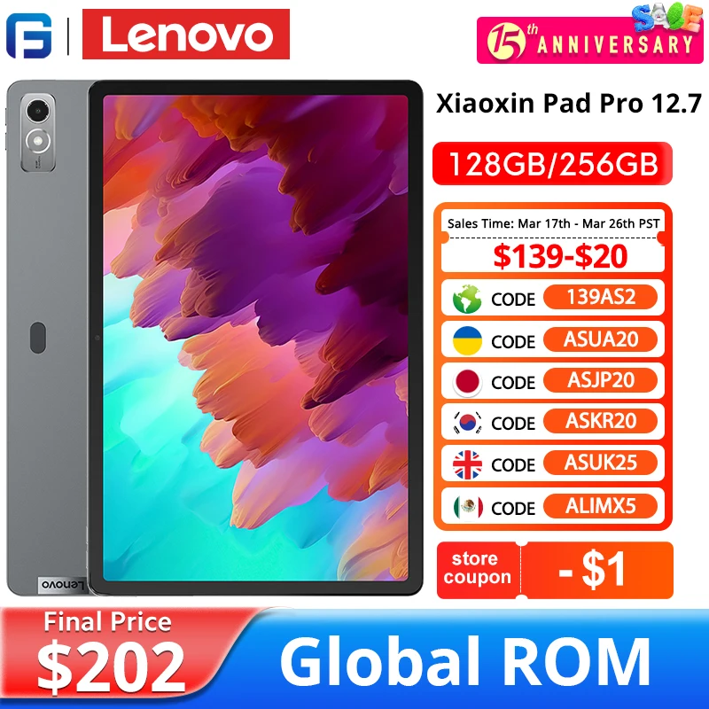 Lenovo Xiaoxin Pad Pro Global ROM 12.7 بوصة 128GB 256GB 144 هرتز LCD Tablet Qualcomm Snapdragon 870 ثماني النواة 10200mAh