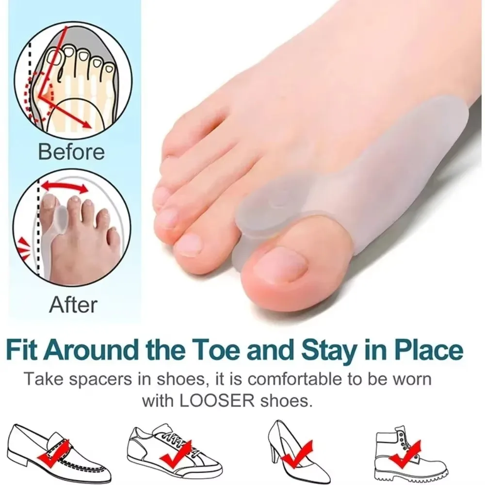 1Pair Silicone Toe Covers Comfortable Big Toe Separator/toe Protector, Unisex Foot Care Tool Inserts Foot Toe Hallux Valgus C725
