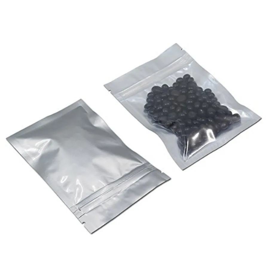00 Pcs Mylar Bag Food Storage Zipper Lock Matte Foil Airtight Bags with Front Window Plastic Candy Packaging Pouch for Zip Flat
