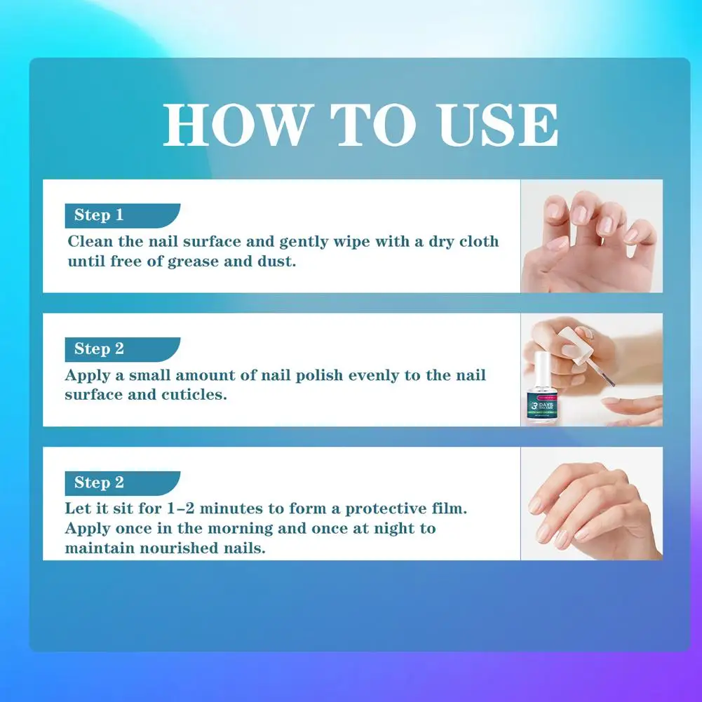 Vernis de traitement pour soins des ongles 3 jours - Vernis à ongles hydratant et éclaircissant avec formule de kératine et d'acide aminé |   Soins des ongles à base de plantes