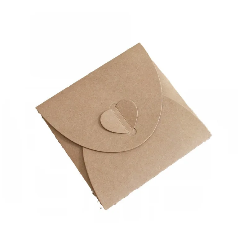 50pcs/lot 13*13cm Heart Kraft Paper Envelopes for CD Mailers