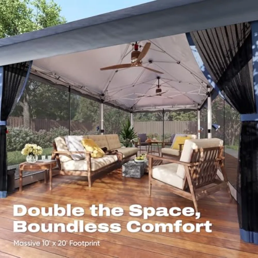 10x20FT Pop Up Gazebo Canopy Tent with Netting
