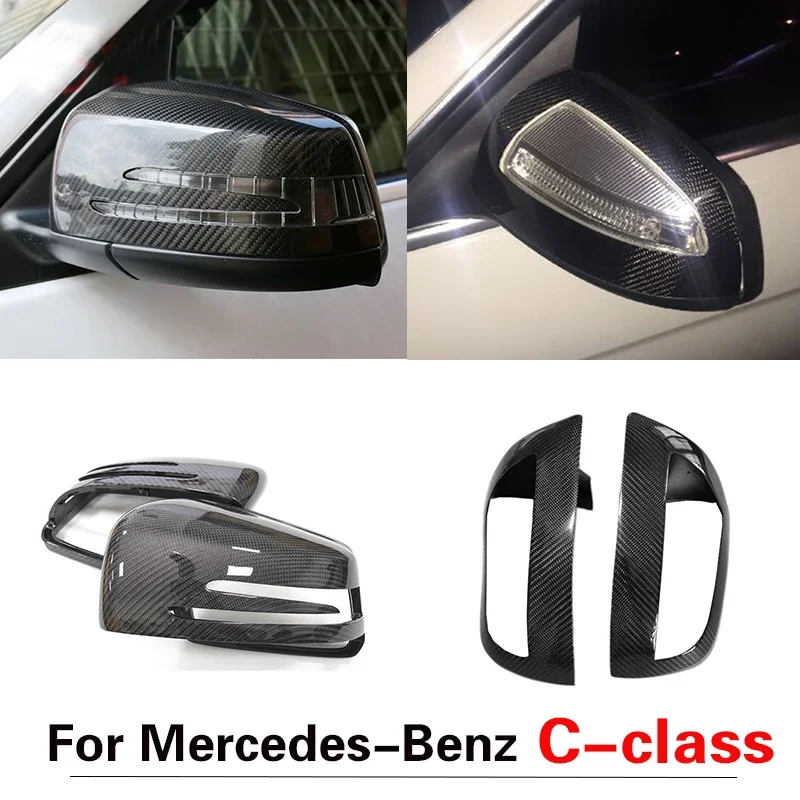 

For Mercedes-Benz 2008-2014 C-Class C180 C260 C300 C63 W204 Car Wing Mirror Rearview Real Carbon Fiber Case Cover Housing 2 PCS