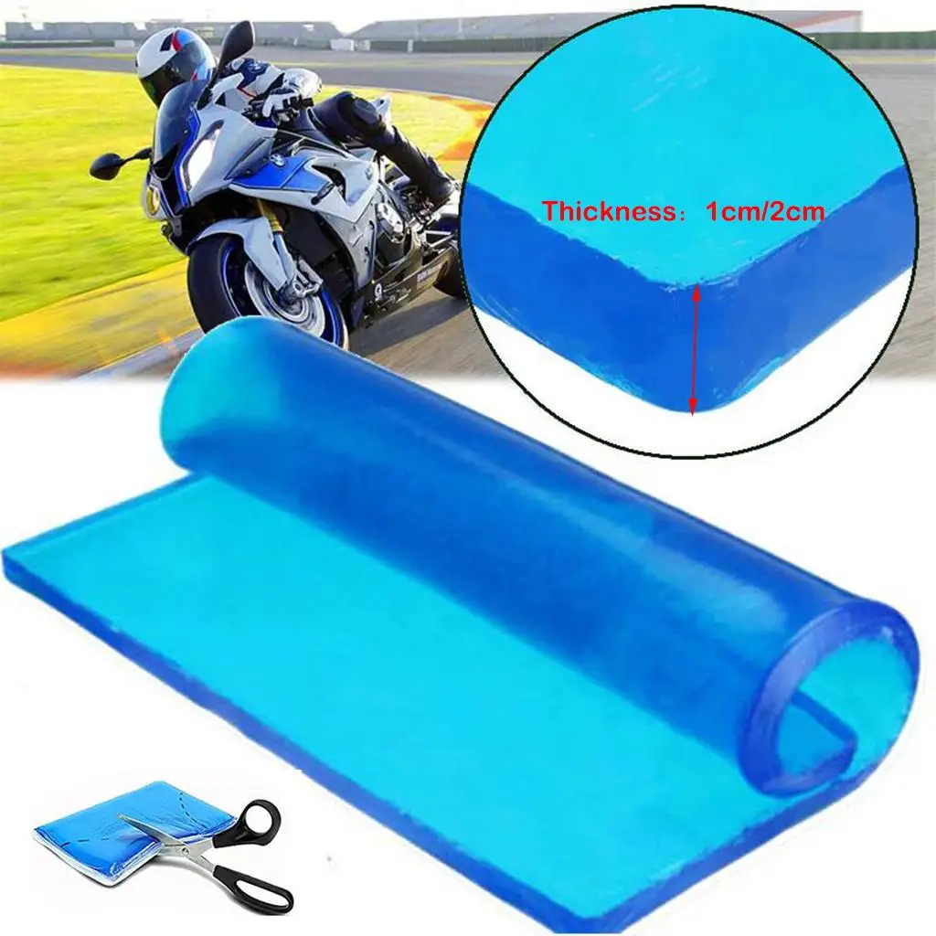 Motorcycle Motorbike Seat Gel Pad Cushion Comfortable Shock Absorption DIY Saddle Mat , Blue 48 x 35 x 1 cm