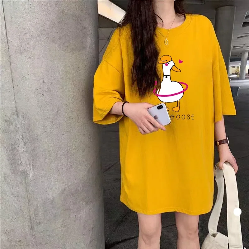 الكرتون الحيوان طباعة الأبيض رقيقة قصيرة الأكمام تي شيرت المرأة الصيف جديد عارضة زوجين أعلى الرجال والنساء نفس Harajuku