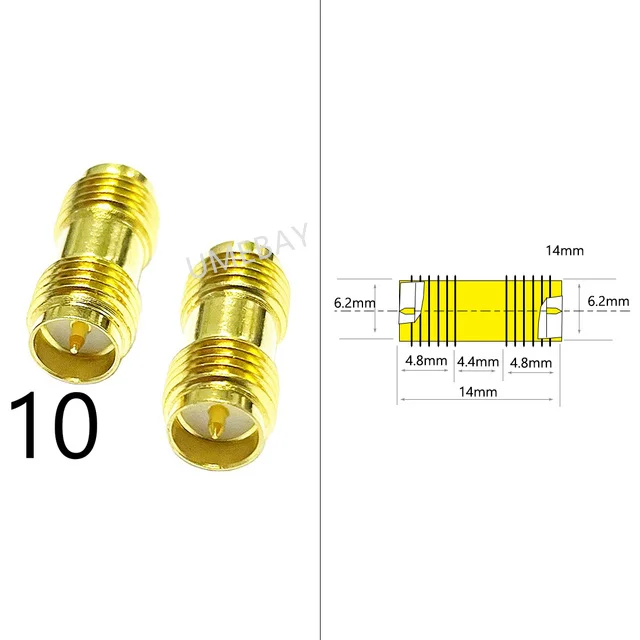 20 pack of SMA male/female RF coaxial RF connectors, right-angle T-type shunt, gold-plated