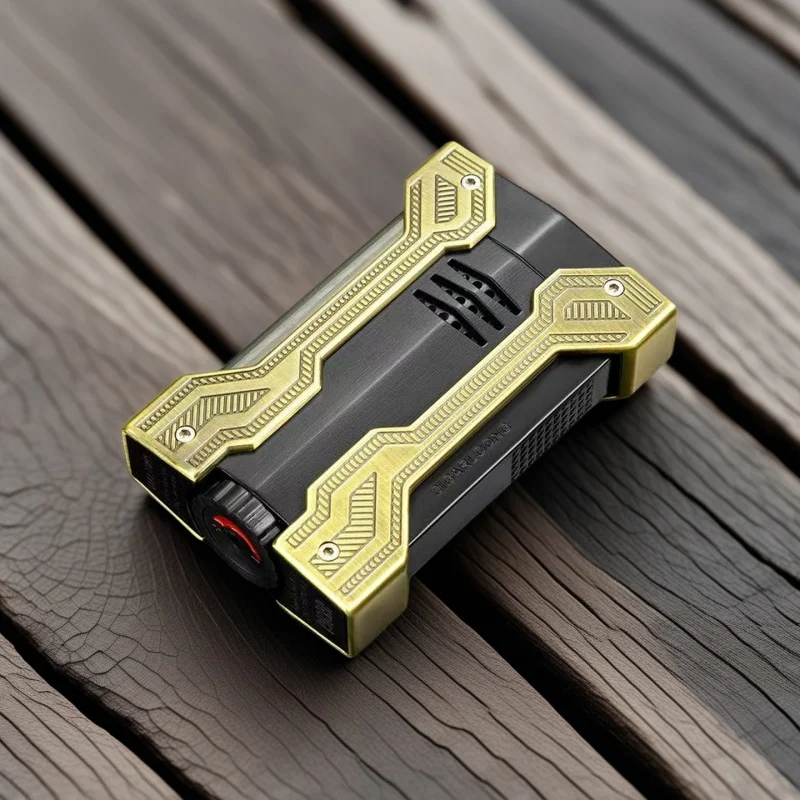 

Портативная уличная ветрозащитная зажигалка для сигар с прямым огнем, металлический материал, видимое газовое окно, мужской высококачественный и атмосферный подарок