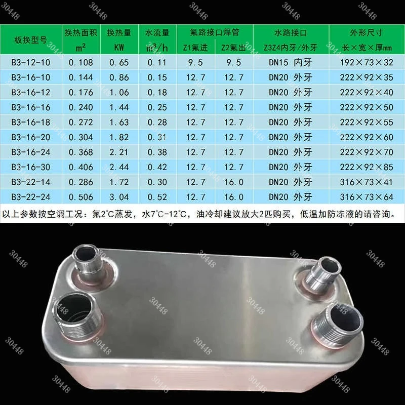 Stainless Steel Brazed Plate Heat Exchanger (BPHE) Condenser Evaporator For HVAC Heat Pump Floor Heating
