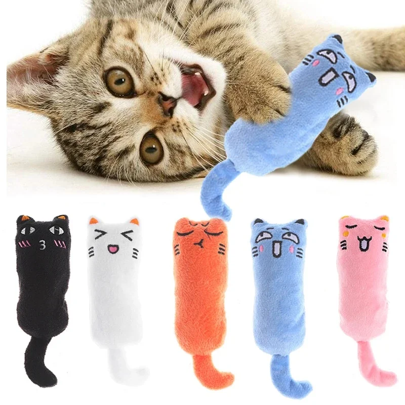 Interactive Mini Cat Toy Cute Plush Funny Squeaky Catnip Chew Toy for Kittens Pet Accessories Teeth Grinding & Interactive Play