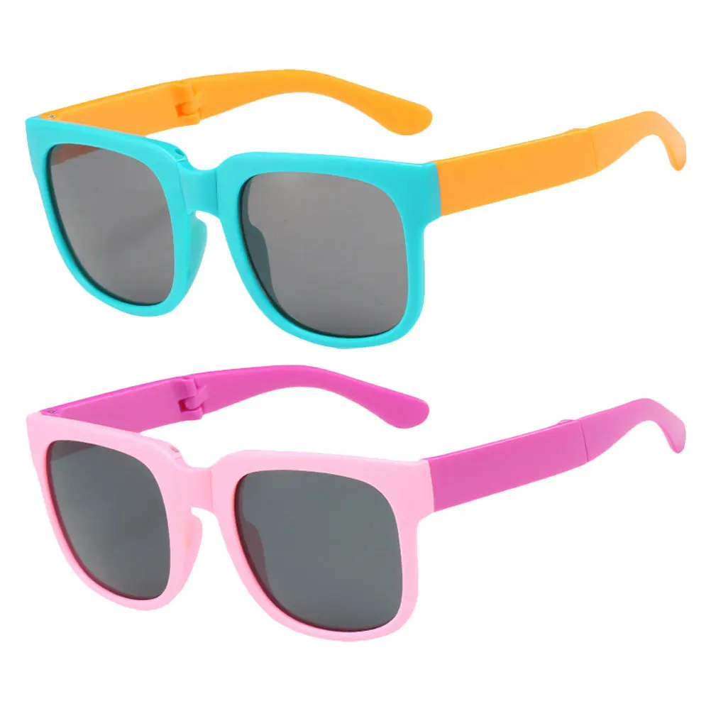 

2Pairs Kids Folding Sunglasses Foldable Children Sunglasses Durable Cute Accessories for Summer Beach Festival Boys Girls