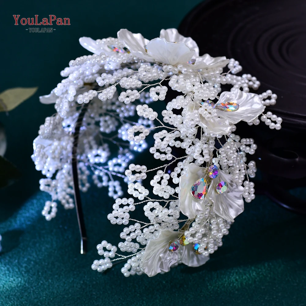 YoulaPan-Colorido AB Cristal Noiva Headband, Cor Branca, Frisado Headwear, Elegante Mulheres Banquete, Luxo Cabelo Acessórios, HP675