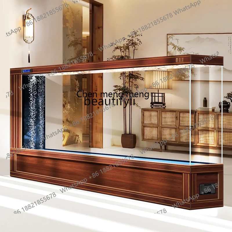 G153 Super large floor-to-ceiling fish tank living room entrance entrance screen partition ultra-white glass water-free box