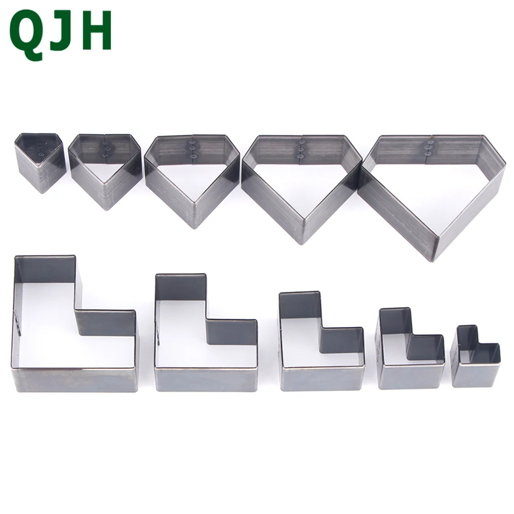 

5PCS Sharp Hollow Punch Cutter Tool Leather Punching Die Cutting Mold Manual Leather Craft Tool Hole Puncher Diamond Square