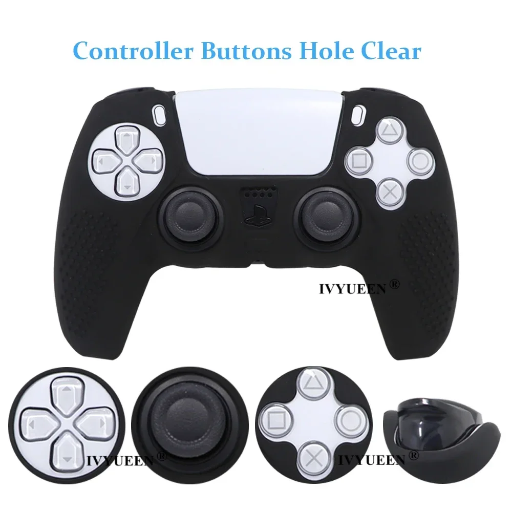 IVYUEEN Anti-slip Silicone Cover Skin for Sony PlayStation Dualshock 5 PS5 Controller Case Thumb Stick Grip Cap for DualSense