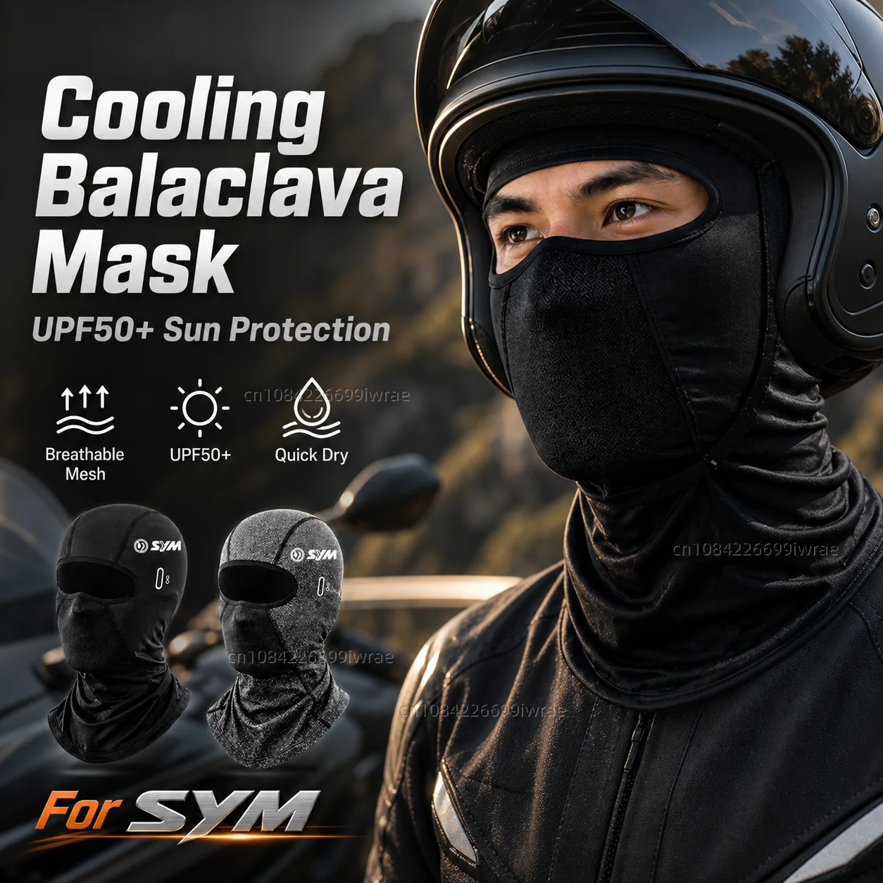 Cooling Motorcycle Balaclava Mask UPF50+ UV Protection Breathable Face Cover Summer For SYM JP150 GR125 fiddle 3 FNX150 maxsym