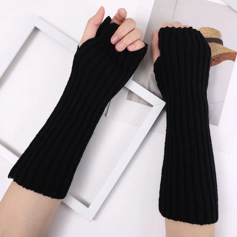 Fashion Soft Winter Knitted Arm Sleeve 8 Colors Long Fingerless Gloves Warmer Women Mitten Girls Clothes Punk Y2K Accessories