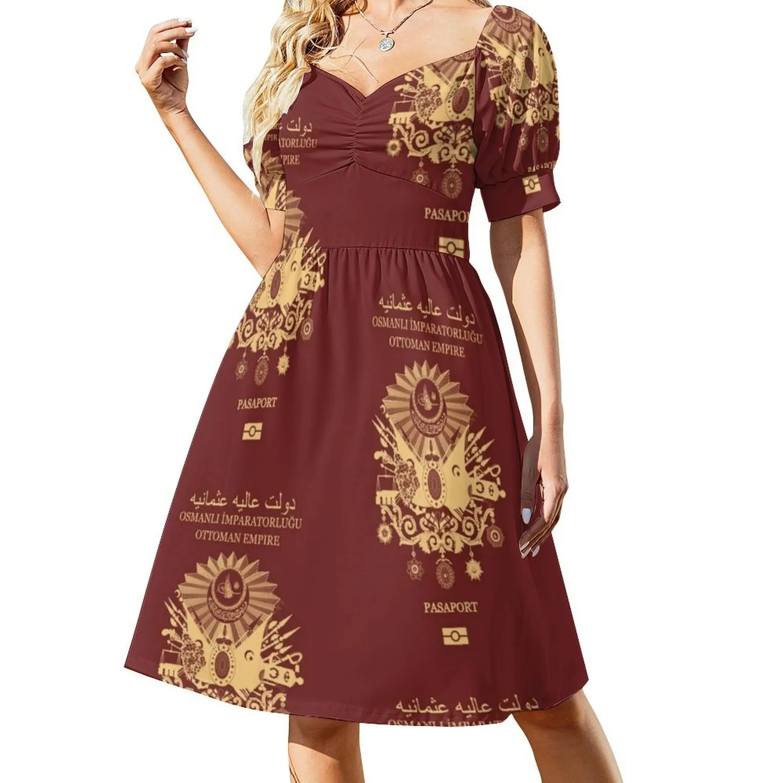 الإمبراطورية العثمانية جواز السفر البوهيمي بلا أكمام فستان متعدد المطبوعات شاطئ عطلة فستان الحفلات جواز السفر الإمبراطورية العثمانية العثمانية #2