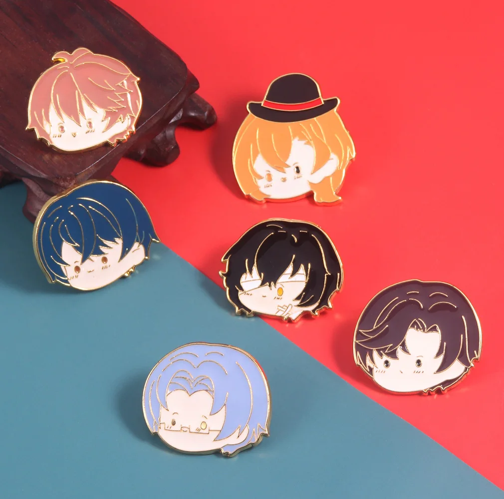 Anime Bungo Stray Dogs Pins Cartoon Dazai Osamu Enamel Badge Brooch Metal Lapel Pin for Fans Cosplay Jewelry Accessories Gift