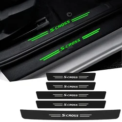 Luminous Car Door Sill Stickers For Suzuki S-Cross Logo Trunk Protective Strip Carbon Fiber Threshold Tape Decals Accessories