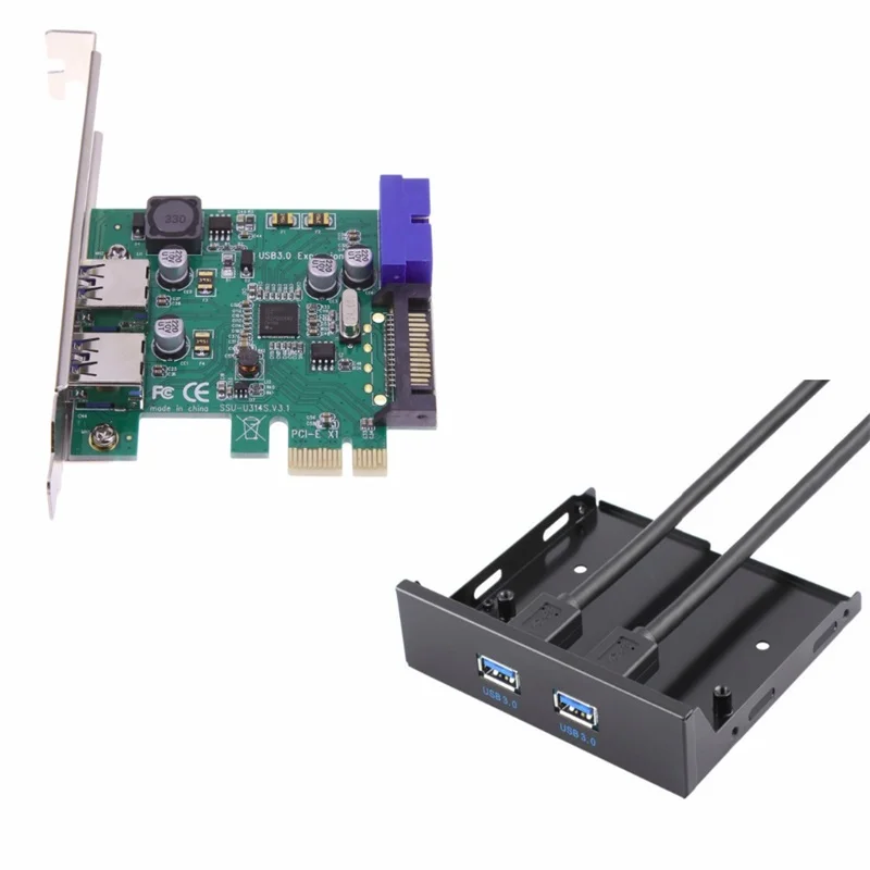 

4 Port USB 3.0 PCIE PCI Express Control Card Adapter+20pin to 2 port usb3.0 hub 3.5 Floppy bay Front Panel NEC chipset