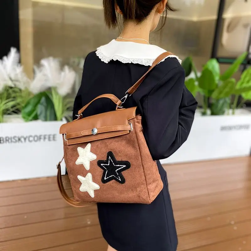 JIAERDI ransel bintang keren Y2k wanita baru antik panas perempuan tas sekolah Handel Chic Harajuku coklat Mochilas estetika