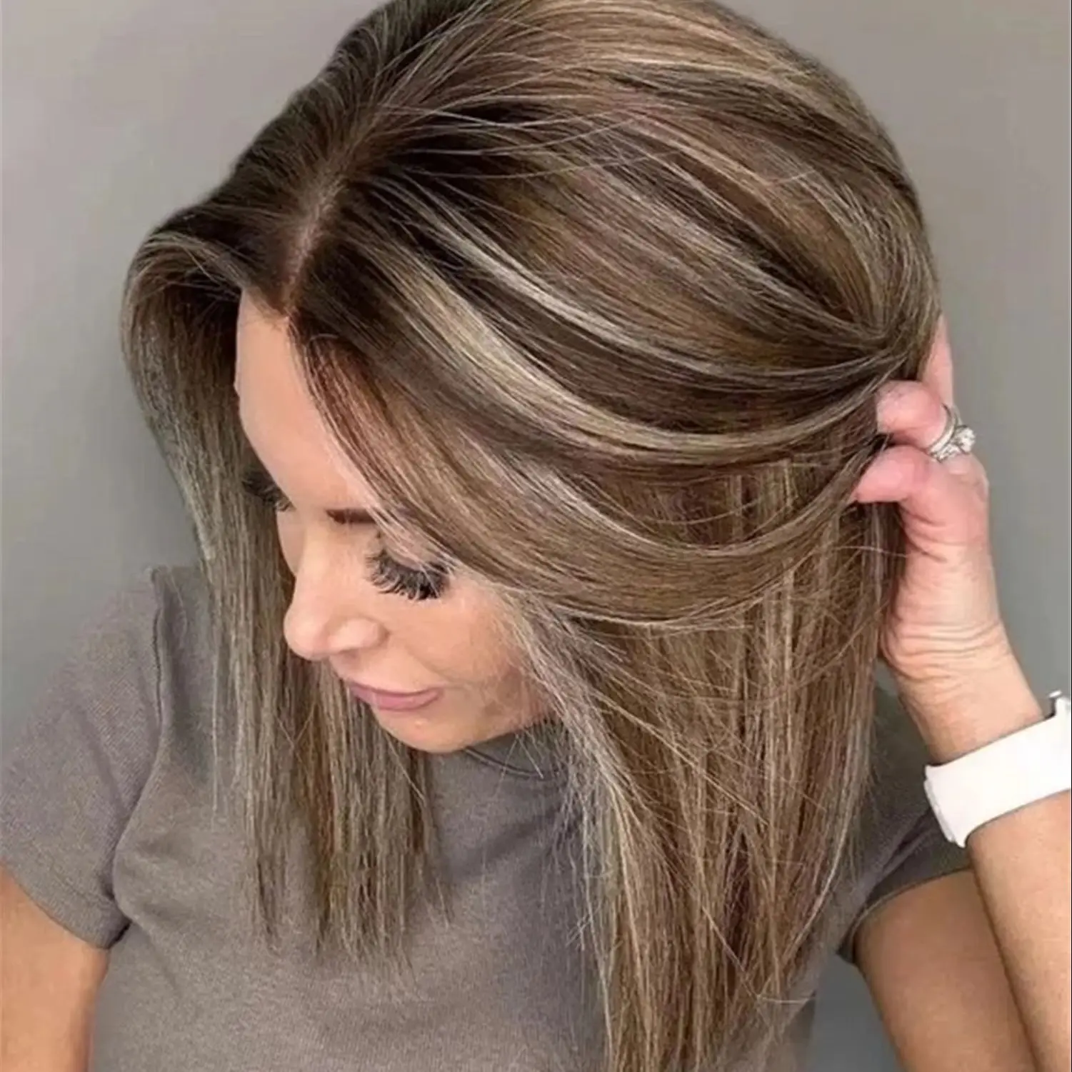 16 Inches 13*4 HD Transparent Lace Wigs Bob 13*4 HD Transparal Straight Soft Glueless Wigs Ombre Light Brown Hair Costume Woman