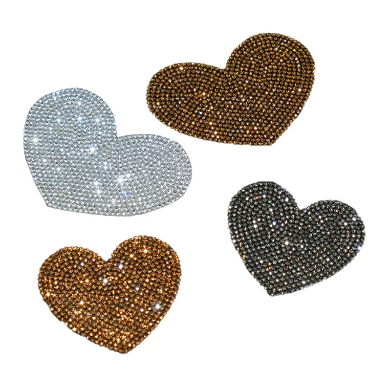 Toppe con strass ferro su cuore d\'amore rosso Appliqued adesivi per cucire fai da te ferro sui vestiti toppe con paillettes a 7 colori per i vestiti