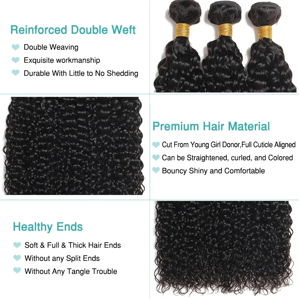 Kinky Curly Pacotes de cabelo humano, Cabelo brasileiro Weaving Bundles, Remy Hair Weave, 8-30 em, 1 PCs, 3 PCs, 4PCs