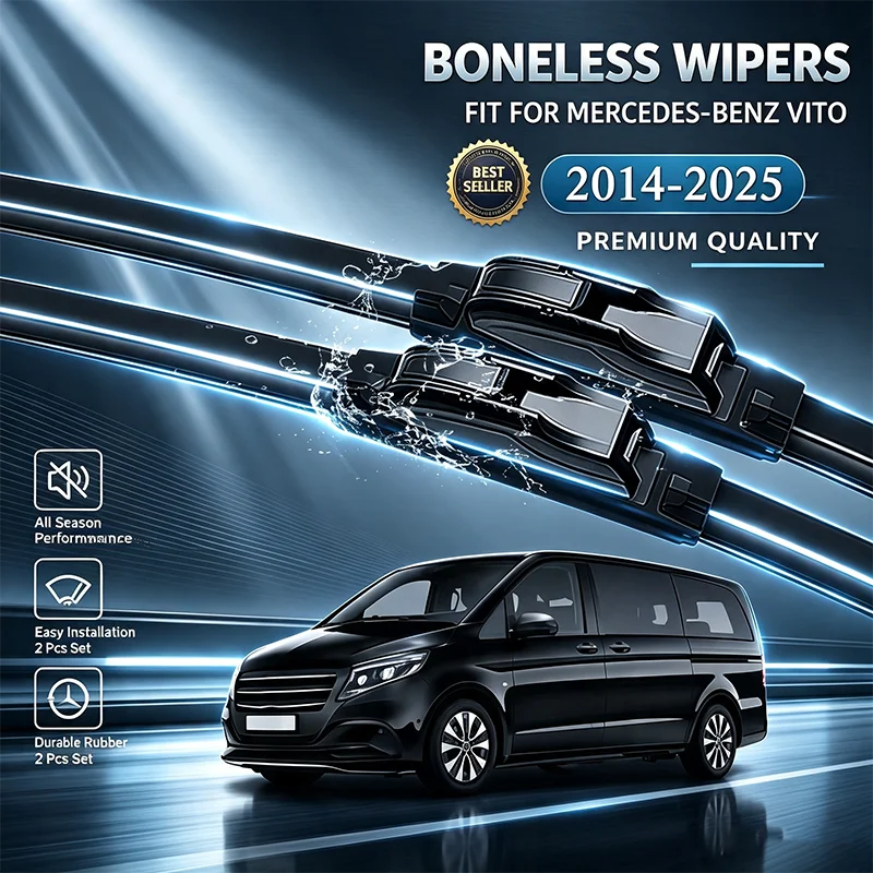 For Mercedes-Benz Vito W447 2014-2025 Front Windscreen Wipers Pair Set Natural Rubber Wiper Blades All-Weather Durability
