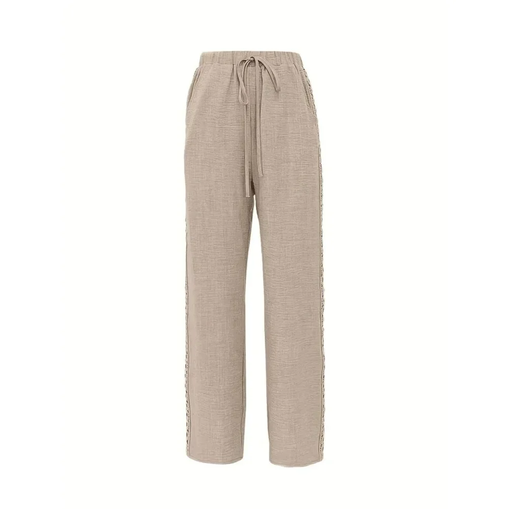 حجم كبير 1XL-5XL المرأة الجانب الدانتيل تقليم بلون السراويل متماسكة المجهزة تصميم معتدل عادية كل موسم ارتداء السراويل #6