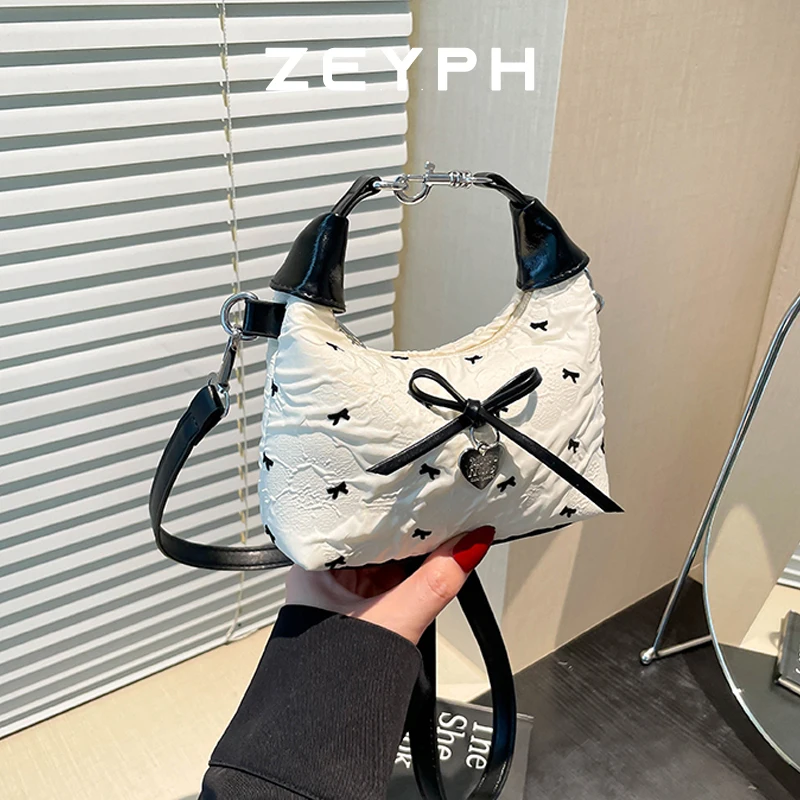 

Zeyph Polka Dot Print Bow Style Women s Four Seasons Small Pu Material Handbag Small Square Bag Dinner Bag