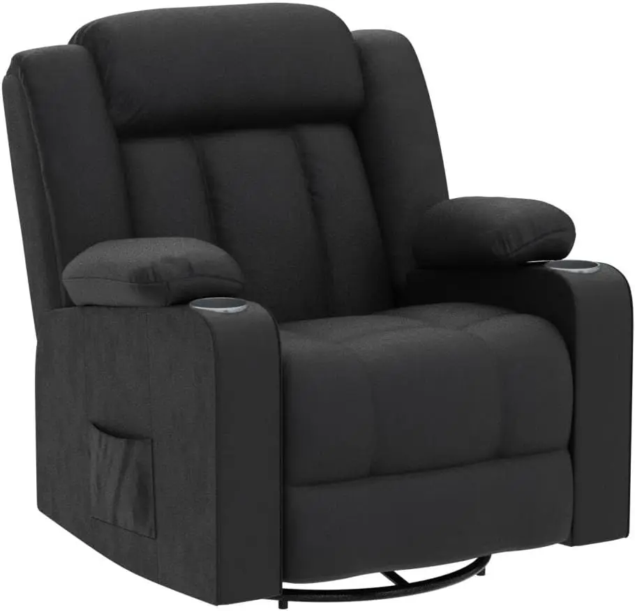 Fauteuil Stoel Massage Rocker met verwarmde 360 graden draaibare Lazy Boy Fauteuil Enkele zitbank met bekerhouders voor woonkamer