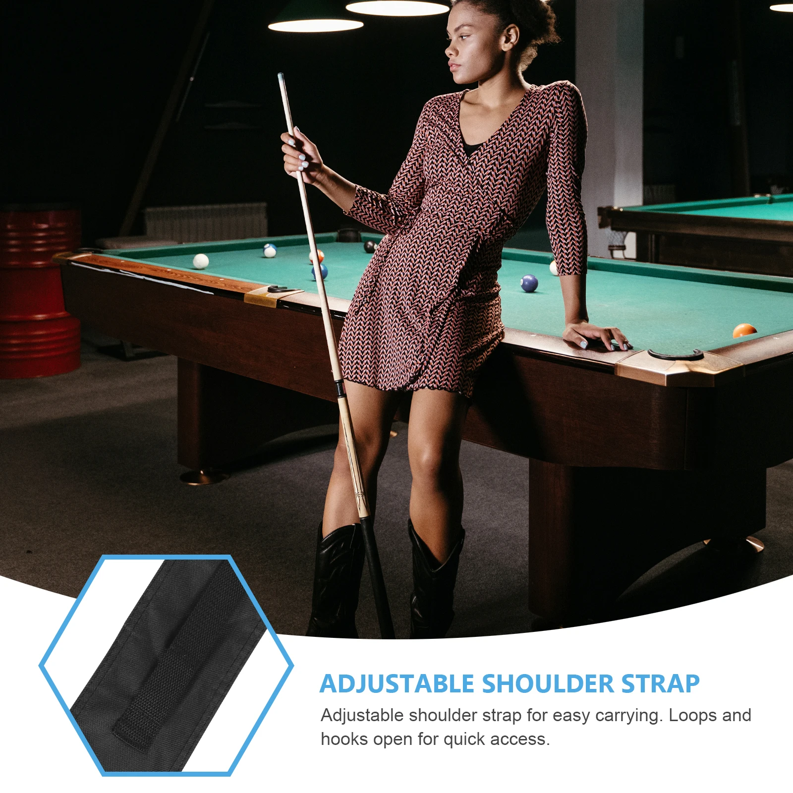 

Pool Cue Case Wear-Resist Billiard Stick Pouch Organizer Protective Cover Vibration Reduction Easy Carry Outdoor Travel