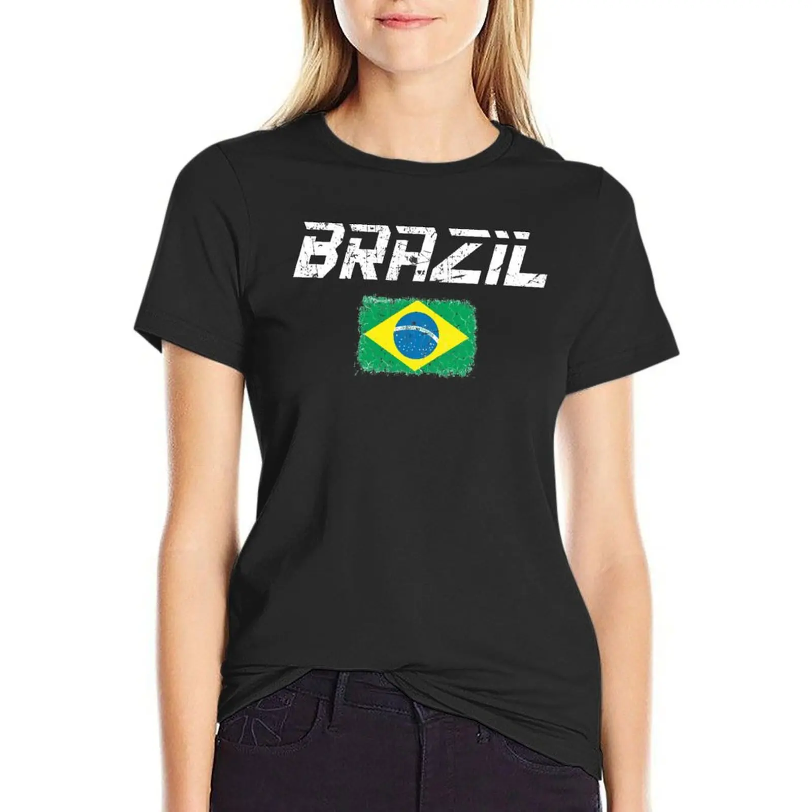 Brasile squadra di calcio Fan Football bandiera brasiliana 2022 t-shirt camicia con stampa animalier ad asciugatura rapida per ragazze magliette donna