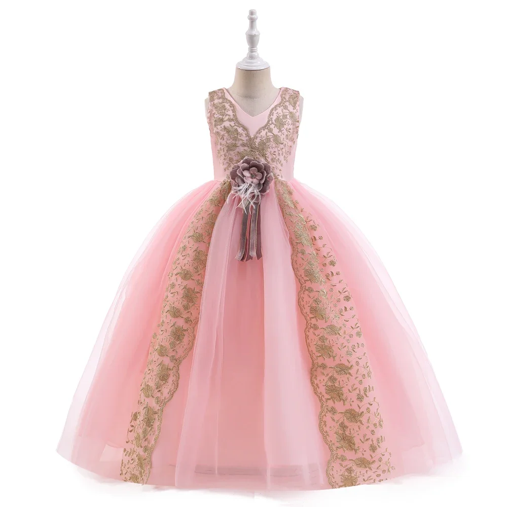 Girls Wedding Dress 7 Colors 120cm-170cm Birthday Party Dresses Children Princess Long Skirt Ball Gown Vestidos