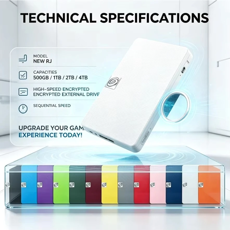 [Brand+] High Speed Portable External Hard Drive Green Navy Blue White Expansion Disk Compatible with Windows Laptop Data Backup