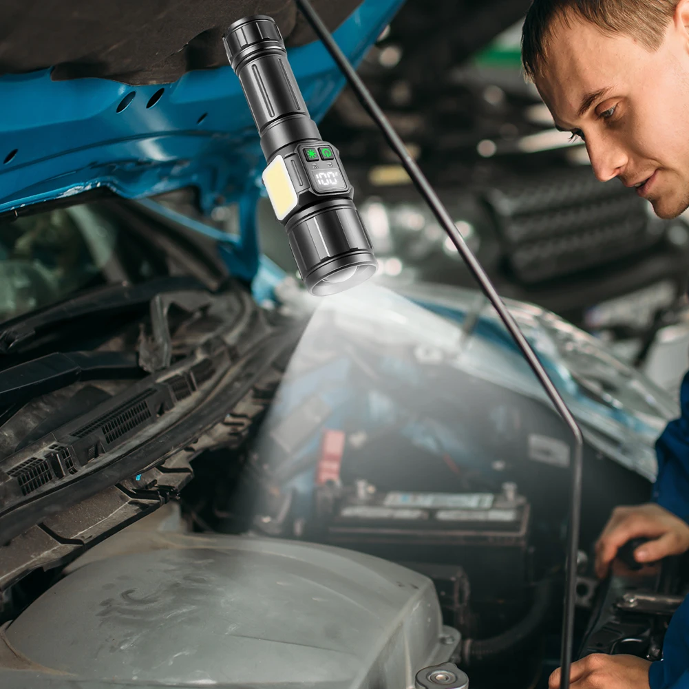 30 واط مصباح ليد جيب قابلة للشحن 2000 لومن عالي ضوء فلاش مع مصباح COB مصباح يدوي محمول للطوارئ المنزلية #6