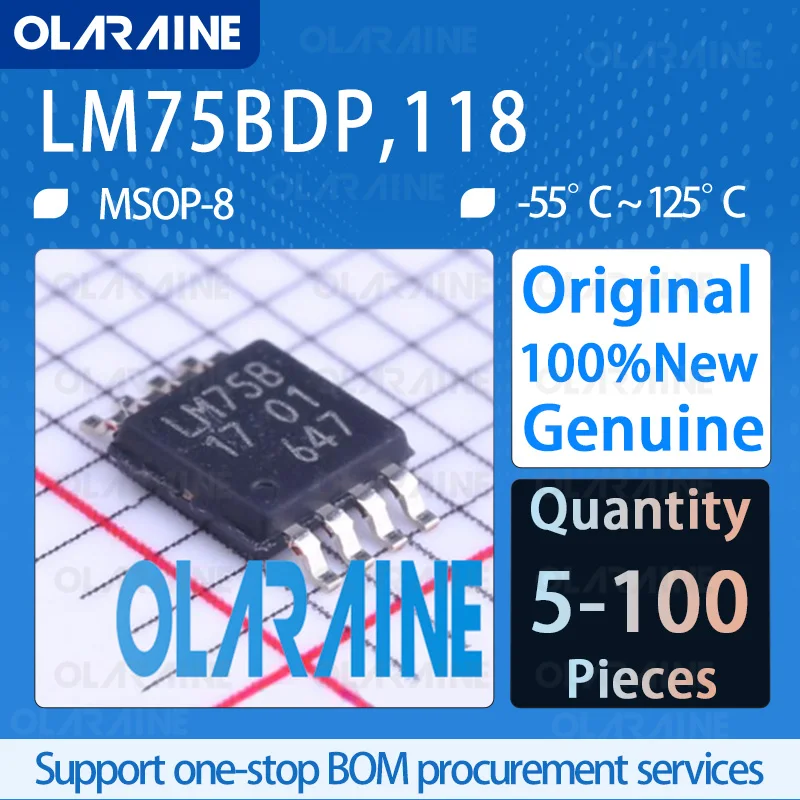 5/10/100Pcs LM75BDP,118 MSOP-8 A temperature sensor is mounted on the board Current: 100 uA IC chip Original