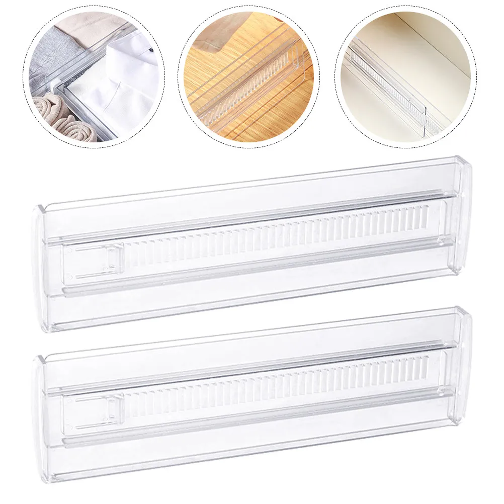 2Pcs Retractable Drawer Dividers Clear Adjustable Partition Board Kitchen Bedroom Clothes Organizer Storage Tool
