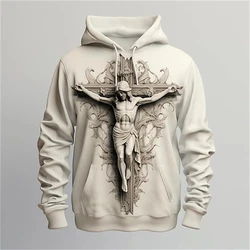 New Jesus Cross 3d Print Hoodies Men Women Sweatshirt Casual Long Sleeve Oversized Street Clothing Mens Hoodies Autumn Clothes